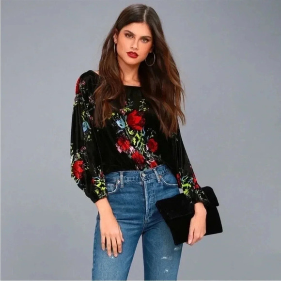 Free people floral velour slouchy babe bodysuit - Picture 4 of 12